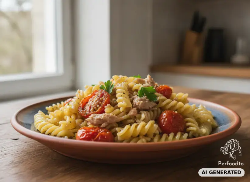 Nudeln mit Thunfisch und Tomaten
