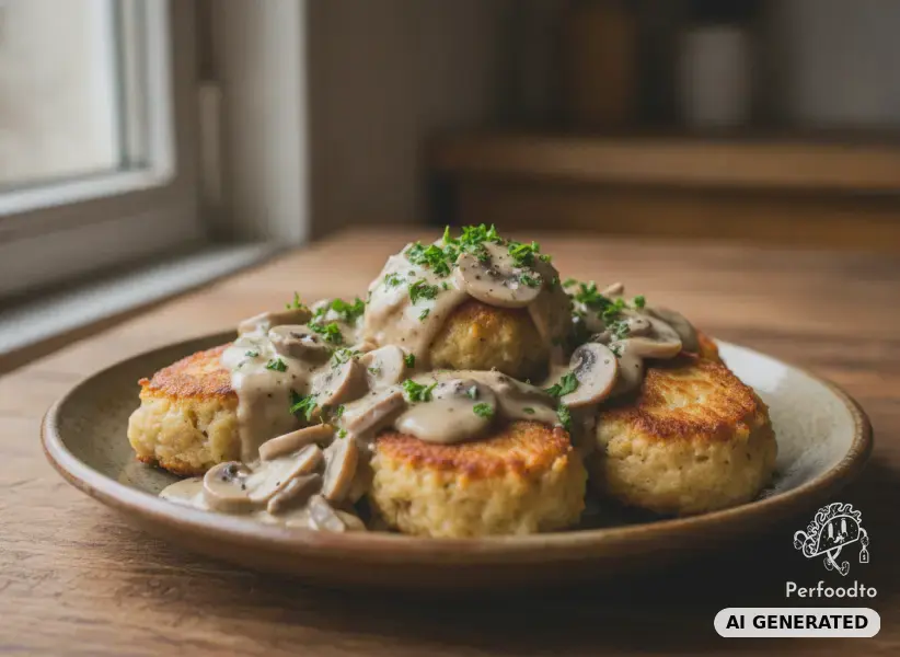 Brezenknödel mit cremiger Pilzsauce