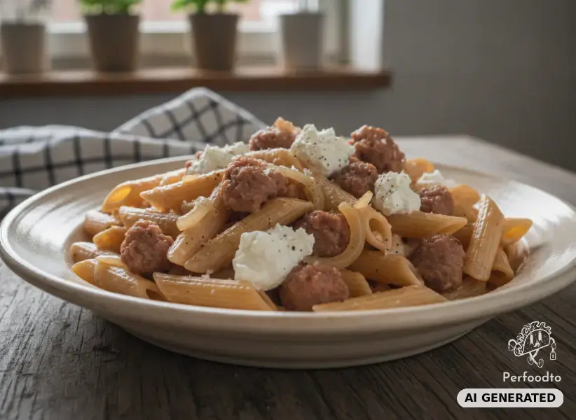 Pasta mit Salsiccia und Frischkäse