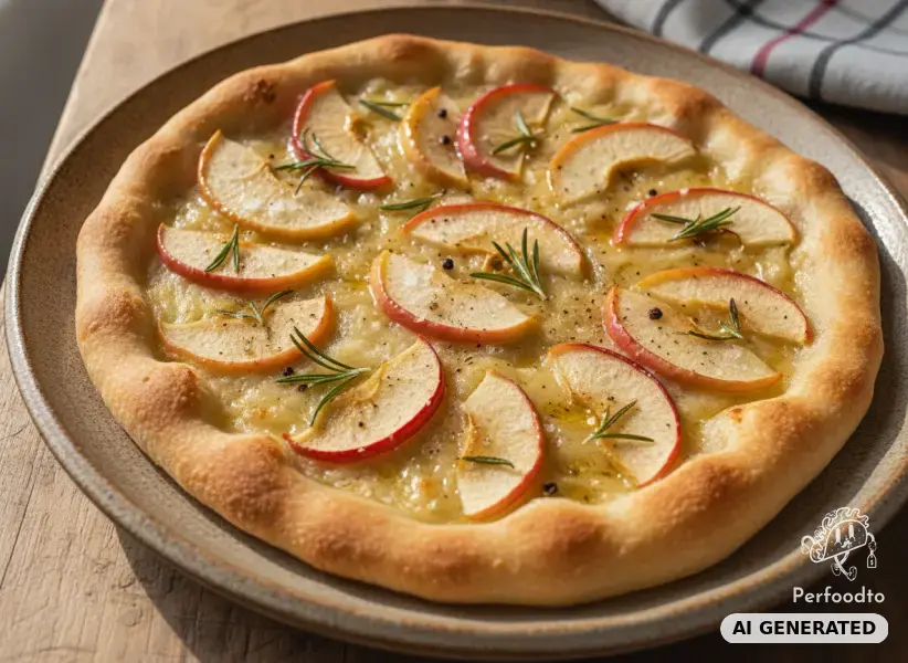Flammkuchen mit Äpfeln und Rosmarin