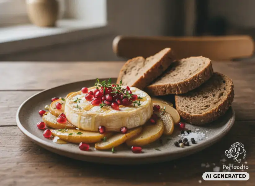 Gebackener Camembert mit Birnen und Körndlbrot