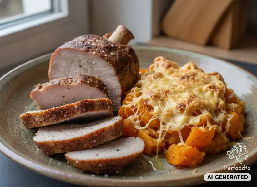 Schweinskarree mit Kürbis und Käse