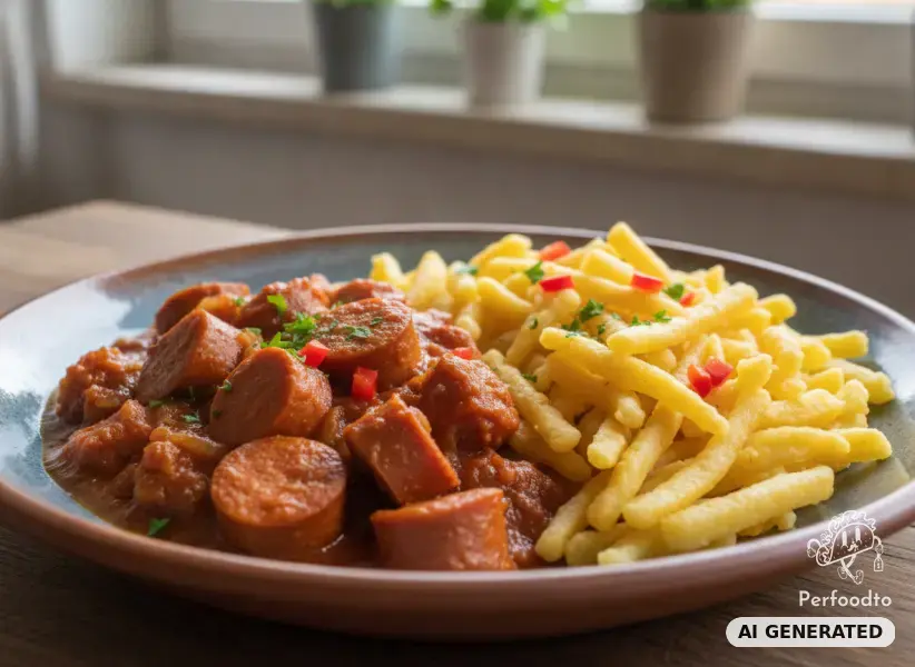 Wurstgulasch mit Eierspätzle