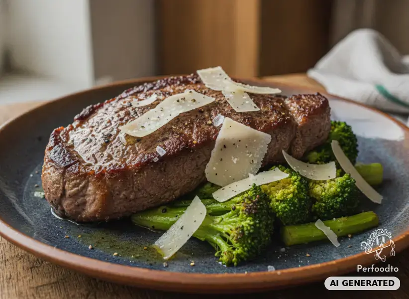 Rindersteak mit Brokkoli und Pecorino