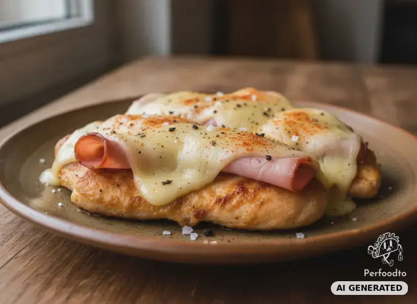 Überbackenes Hendlfilet mit Schinken und Käse