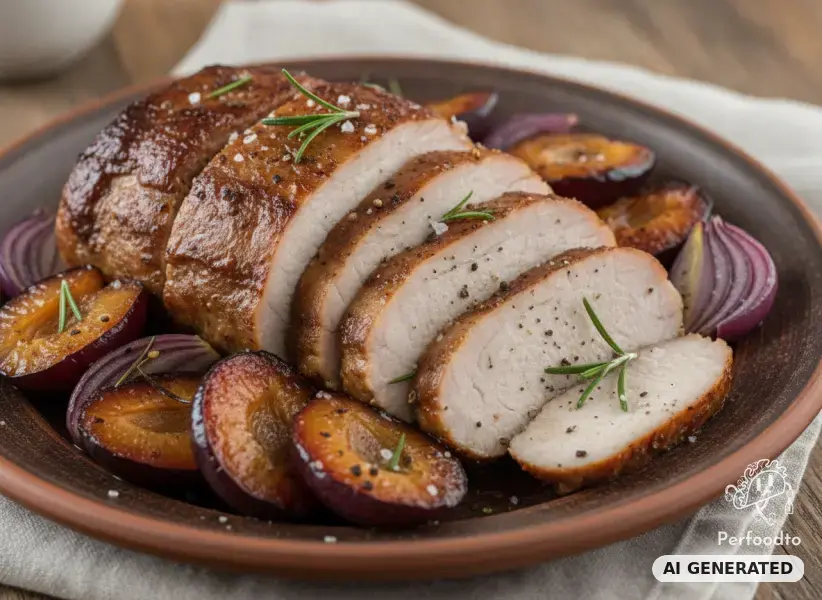 Schweinskarree mit gerösteten Zwetschken
