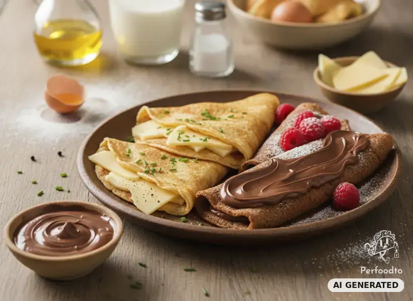 Zweierlei Pfannkuchen mit Käse und Schokocreme