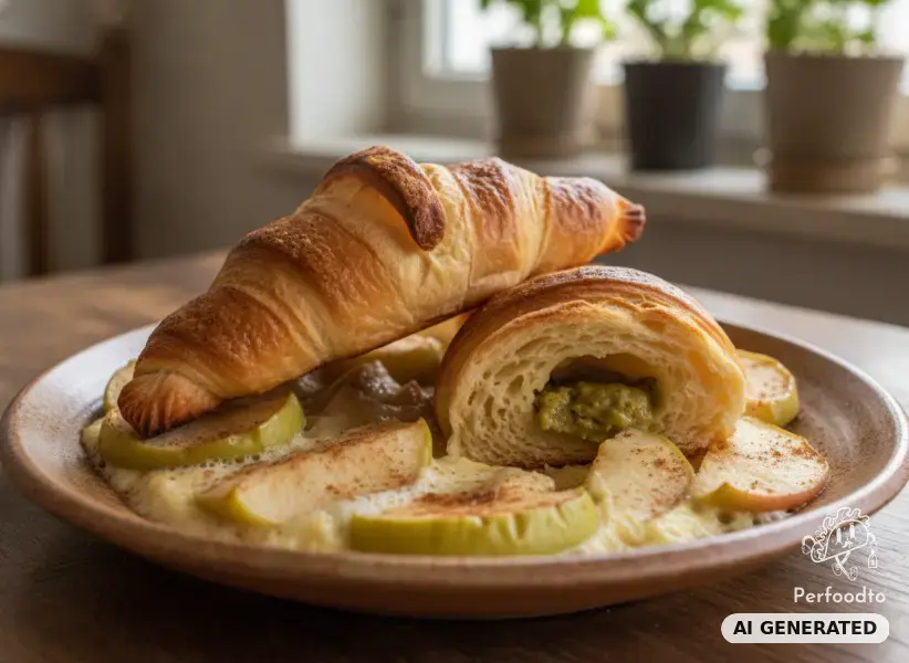 Gebackene Croissants mit Äpfeln