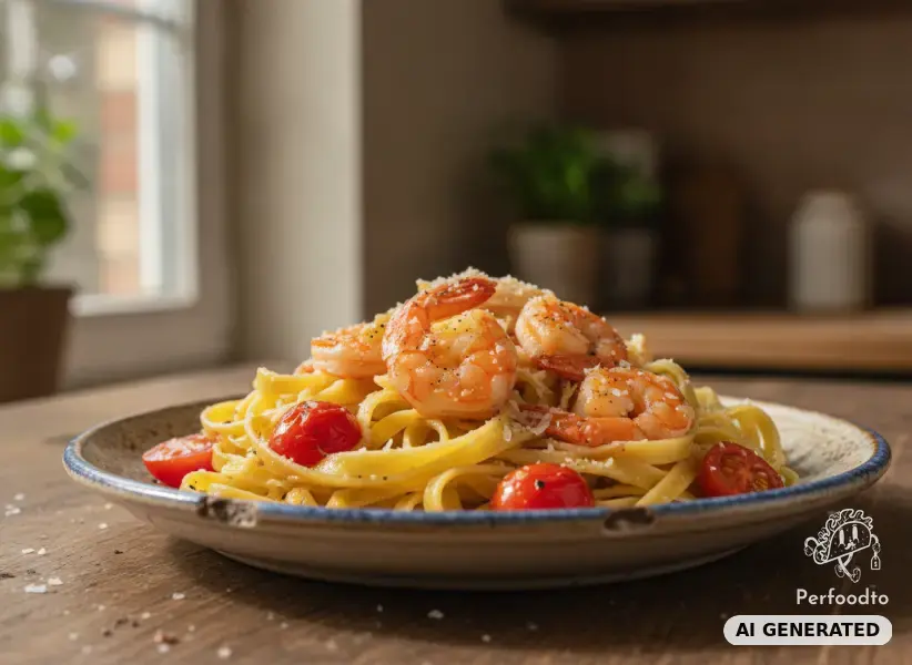 Pasta mit Garnelen und Kirschtomaten