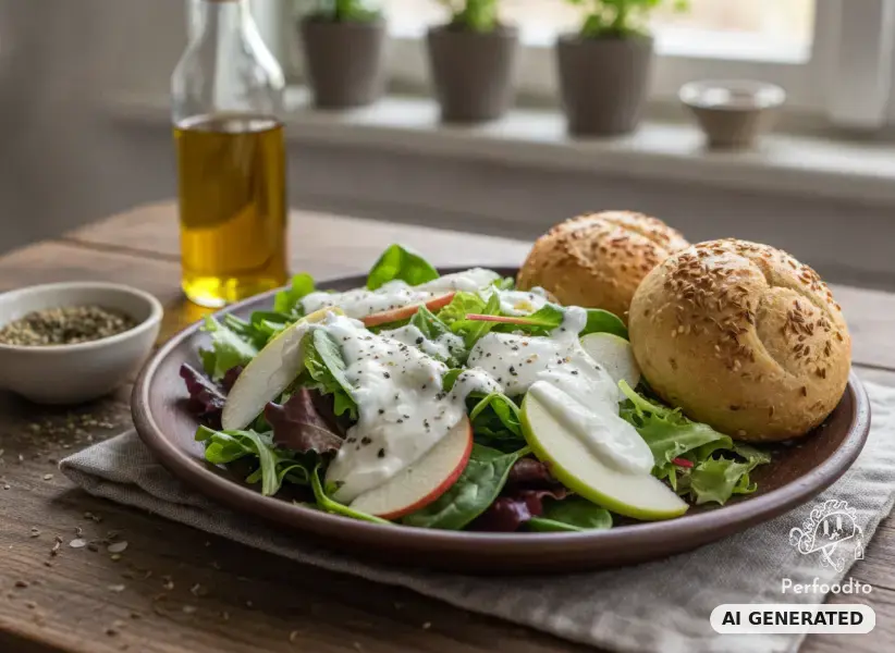 Pflücksalat mit Äpfeln und Joghurtdressing