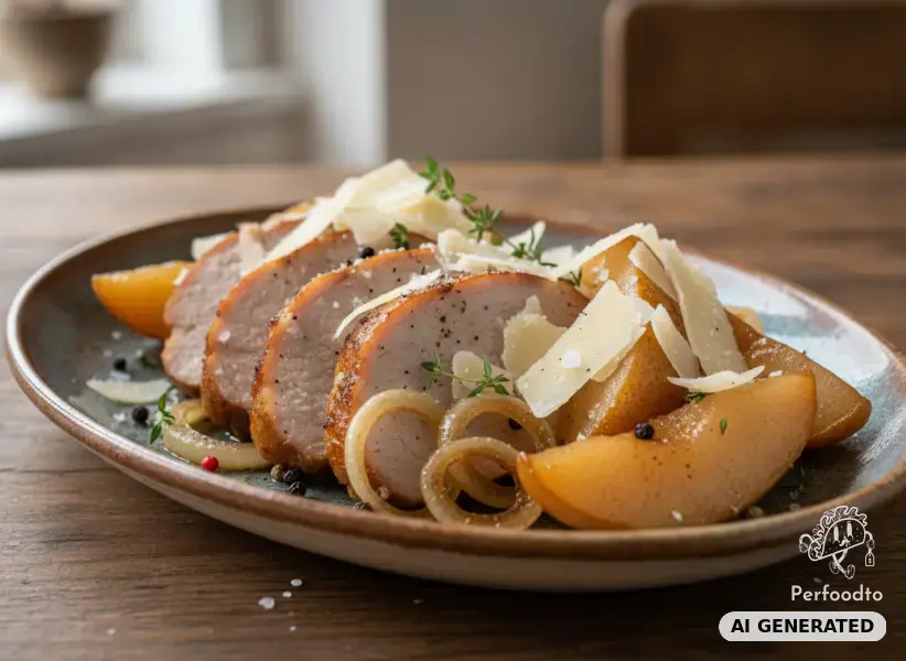 Schopfbraten mit Birnen und Bergkäse